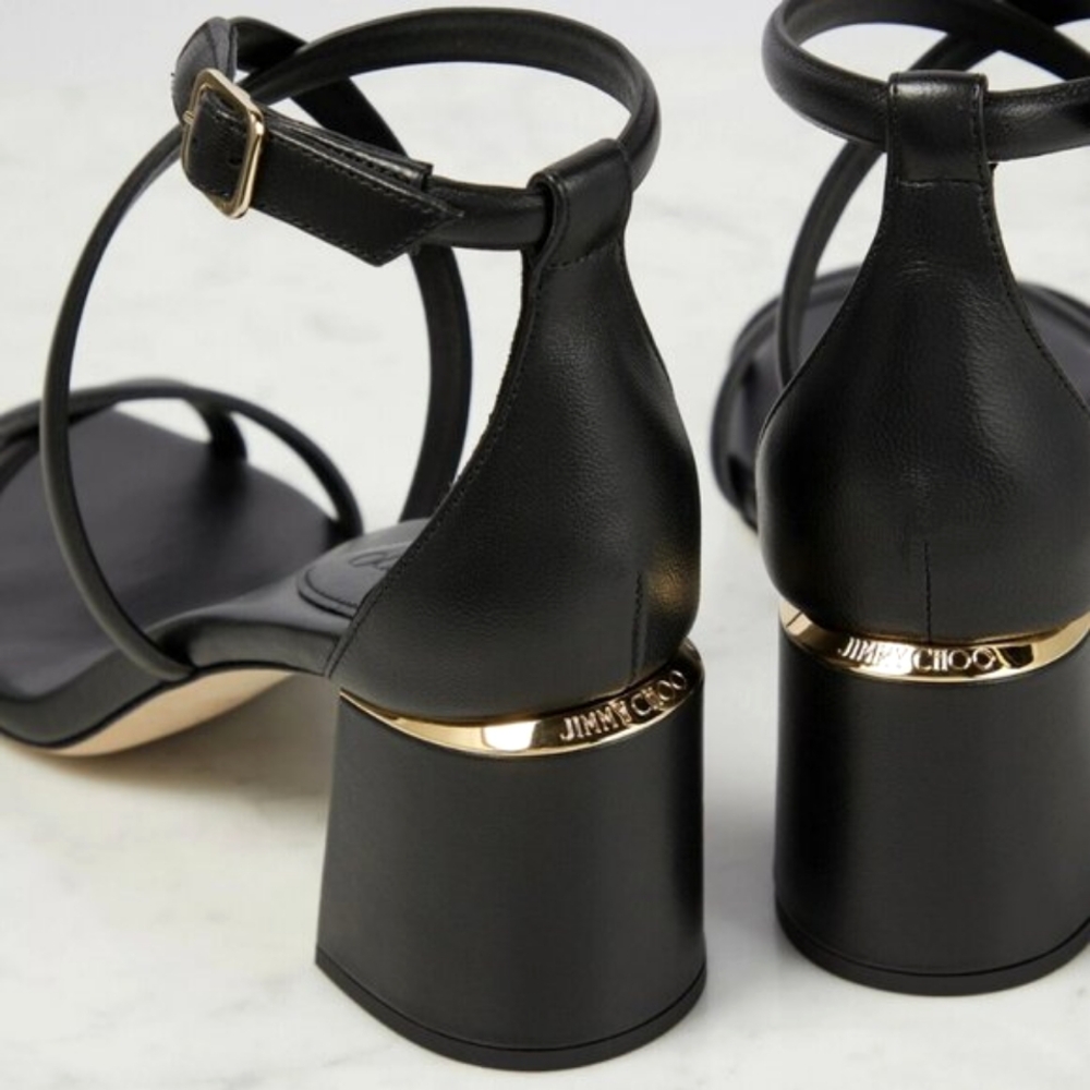 NIB$795 Jimmy Choo Rheea 65 Logo Block Heel Crisscross Leather Sandals 39.5, 9.5 - Picture 4 of 16